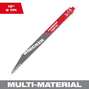 Milwaukee SAWZALL® Reciprocating Saw Blades 1 Piece 6 TPI 12 in Multi-material Demo, Fang Tip