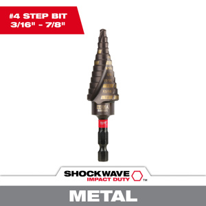 Milwaukee Step Drill Bits 3/16 - 7/8 in Titanium 13 Step Quick-change Hex Shank 1/4 in
