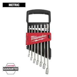 Milwaukee Combination Wrench Sets 7 Piece 8 mm, 10 mm, 12 mm, 13 mm, 14 mm, 15 mm, 17 mm Metric