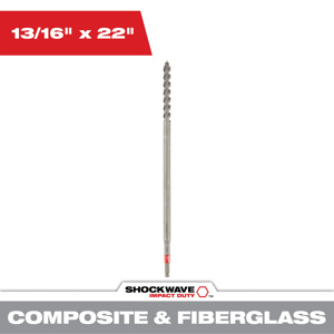 Milwaukee Carbide Tip Lineman Drill Bits 13/16 x 22 in Steel Quick-change Hex Shank 7/16 in