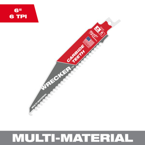 Milwaukee SAWZALL® Reciprocating Saw Blades 1 Piece 6 TPI 6 in Multi-material Demo, Fang Tip