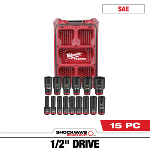 Milwaukee SAE Socket Sets Deep 1/2 in 15 Piece 6 Point