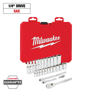 Milwaukee SAE Socket Sets Deep/Standard 1/4 in 26 Piece