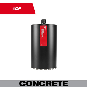 Milwaukee Ultra Wet Core Bits 10 x 20.08 in Diamond Coated,High Carbon Steel 1-1/4 in