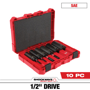 Milwaukee SAE Socket Sets Standard 1/2 in 10 Piece 12 Point