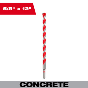 Milwaukee Carbide Tip Hammer Drill Bits 5/8 x 12 in Carbide Tipped Quick-change Hex Shank 1/4 in