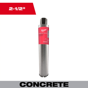 Milwaukee Wet Core Bits 2-1/2 x 15 in Diamond Coated 1-1/4 in