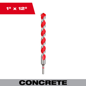 Milwaukee Carbide Tip Hammer Drill Bits 1 x 12 in Carbide Tipped Quick-change Hex Shank 1/4 in
