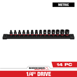 Milwaukee Metric Socket Sets Standard 1/4 in 14 Piece 6 Point