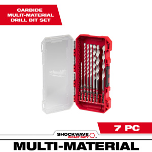 Milwaukee Multi-material Drill Bit Sets 7 Piece Carbide Tipped 5/32 - 3/8 in 1/4 in Hex Shank