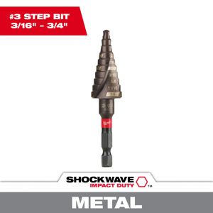 Milwaukee Step Drill Bits 3/16 - 3/4 in Titanium 13 Step Quick-change Hex Shank 1/4 in