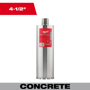 Milwaukee Wet Core Bits 4-1/2 x 15 in Diamond Coated 1-1/4 in
