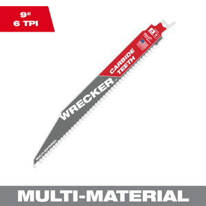 Milwaukee SAWZALL® Reciprocating Saw Blades 1 Piece 6 TPI 9 in Multi-material Demo, Fang Tip
