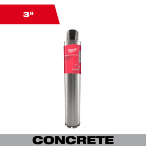 Milwaukee Wet Core Bits 3 x 15 in Diamond Coated 1-1/4 in