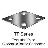 Hubbell Power TP Series Grounding Bi-metallic Transition Plates Aluminum, Copper 3 x 1.5 x 0.063 in 2 Hole