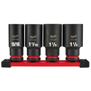 Milwaukee SAE Socket Sets Deep 1/2 in 4 Piece 6 Point