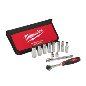 Milwaukee SAE Socket Sets Deep 3/8 in 12 Piece