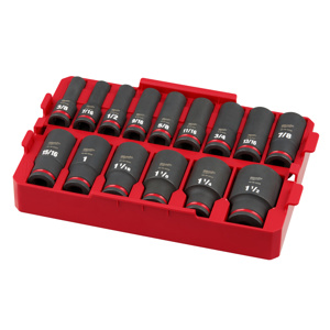 Milwaukee SAE Socket Sets Deep 1/2 in 15 Piece 6 Point