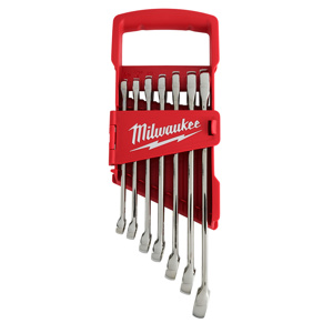 Milwaukee Combination Wrench Sets 7 Piece 3/8 in, 7/16 in, 1/2 in, 9/16 in, 5/8 in, 11/16 in, 3/4 in SAE