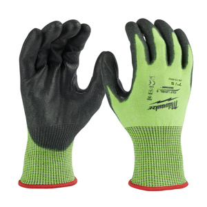 Milwaukee SMARTSWIPE™ Cut-resistant High Vis Polyurethane-dipped Gloves Small High Visibility Yellow<multisep/>Black Cut A5 No Flame Resistance
