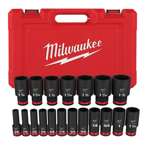 Milwaukee SAE Socket Sets Deep 1/2 in 19 Piece 6 Point