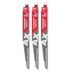 Milwaukee SAWZALL® Reciprocating Saw Blades 3 Piece 5 TPI 9 in Durlock, Nail-embedded Wood, Plaster, Shingles Fang Tip