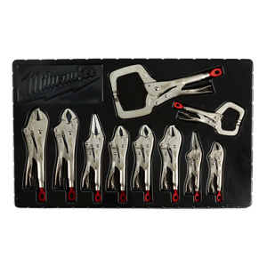 Milwaukee Locking Plier Sets 10 Piece Curved, Long Nose, Straight