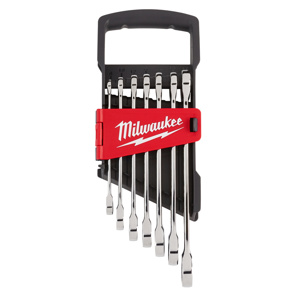 Milwaukee Ratcheting Combination Wrench Sets 7 Piece 8 mm, 10 mm, 12 mm, 13 mm, 14 mm, 15 mm, 17 mm Metric