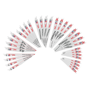 Milwaukee SAWZALL® Reciprocating Saw Blade Sets 32 Piece 5, 7/11, 8/12, 10, 14, 18, 24 TPI 6 in, 8 in, 9 in Metal, Wood Demo, Thin Kerf