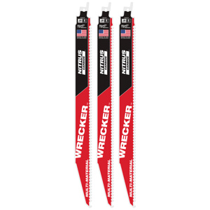 Milwaukee SAWZALL® Reciprocating Saw Blades 3 Piece 6 TPI 12 in Black Pipe, Drywall, Nail-embedded Wood, Rigid Conduit, Roofing Material Demo, Fang Tip