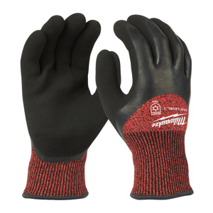 Milwaukee Insulated Dipped Winter Gloves Small Red<multisep/>Black Nylon *Contains Latex No Flame Resistance