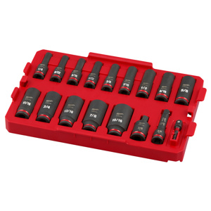 Milwaukee SAE Socket Sets Deep 3/8 in 17 Piece 6 Point