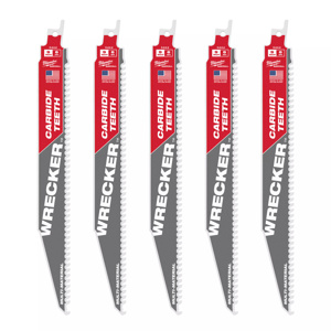 Milwaukee SAWZALL® Reciprocating Saw Blades 5 Piece 6 TPI 9 in Multi-material Demo, Fang Tip