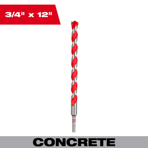 Milwaukee Carbide Tip Hammer Drill Bits 3/4 x 12 in Carbide Tipped Quick-change Hex Shank 1/4 in