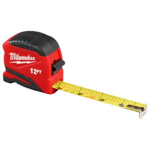 Milwaukee Compact Tape Measures 12 ft SAE Automatic Rewind Toggle Lock 13/16 in