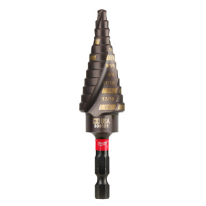 Milwaukee Step Drill Bits 3/16 - 7/8 in Titanium 13 Step Quick-change Hex Shank 1/4 in
