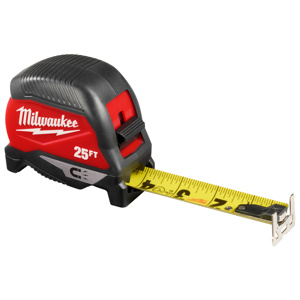 Milwaukee Magnetic Tip Tape Measures 25 ft SAE Automatic Rewind Toggle Lock 1-1/8 in