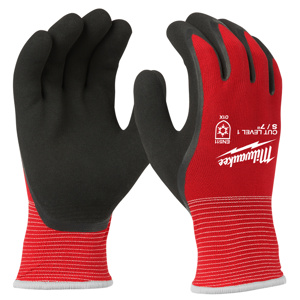 Milwaukee Insulated Dipped Winter Gloves Small Red<multisep/>Black Nylon *Contains Latex No Flame Resistance