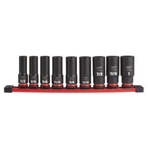 Milwaukee SAE Socket Sets Deep 1/2 in 9 Piece 6 Point