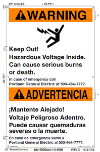 Designer Decal PGE Safety Signs