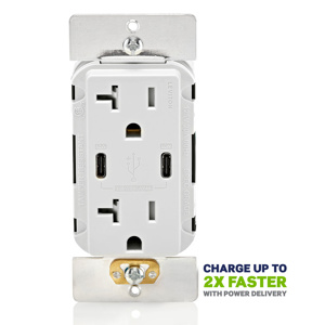 <em class="search-results-highlight">Leviton</em> USB Dual Type-C/C Power Delivery Receptacles White 20 A