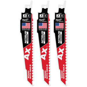 Milwaukee SAWZALL® Reciprocating Saw Blade Sets 3 Piece 5 TPI 6 in Metal, Wood Fang Tip