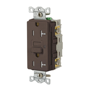 Hubbell Wiring Autoguard® GFRTW20 Series Duplex GFCIs 20 A 5-20R Brown Tamper-resistant, Weather-resistant