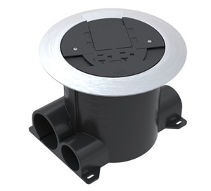 Wiremold Ratchet-Pro™ RPNFB Round Dual Service Concrete Floor Boxes Nonmetallic Flush