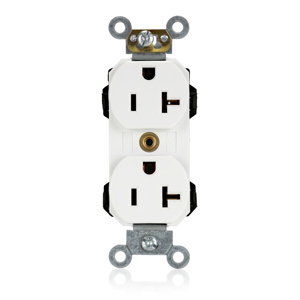 Leviton M5362 Series Duplex Receptacles 20 A 125 V 2P3W Heavy-Duty Industrial Specification Grade White