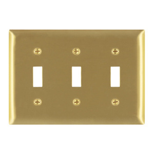 Pass & Seymour Standard Toggle Wallplates 3 Gang Brass Brass Device