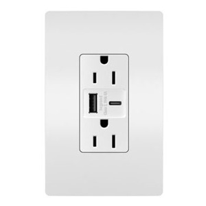 Pass & Seymour R26USB Radiant® Series USB Receptacles 2 USB/Duplex White 15 A