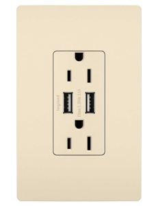 Pass & Seymour Combination USB Devices 15 A, 3.1 A 125 V 2 USB/Duplex 5-15R