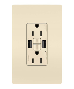 Pass & Seymour GFCI USB Receptacles 15 A Light Almond