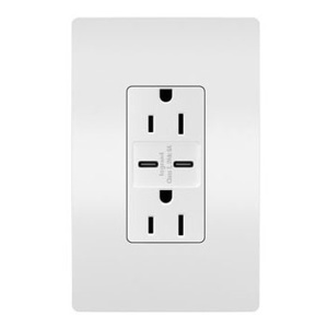Pass & Seymour R26USB Radiant® Series USB Receptacles 2 USB/Duplex White 15 A